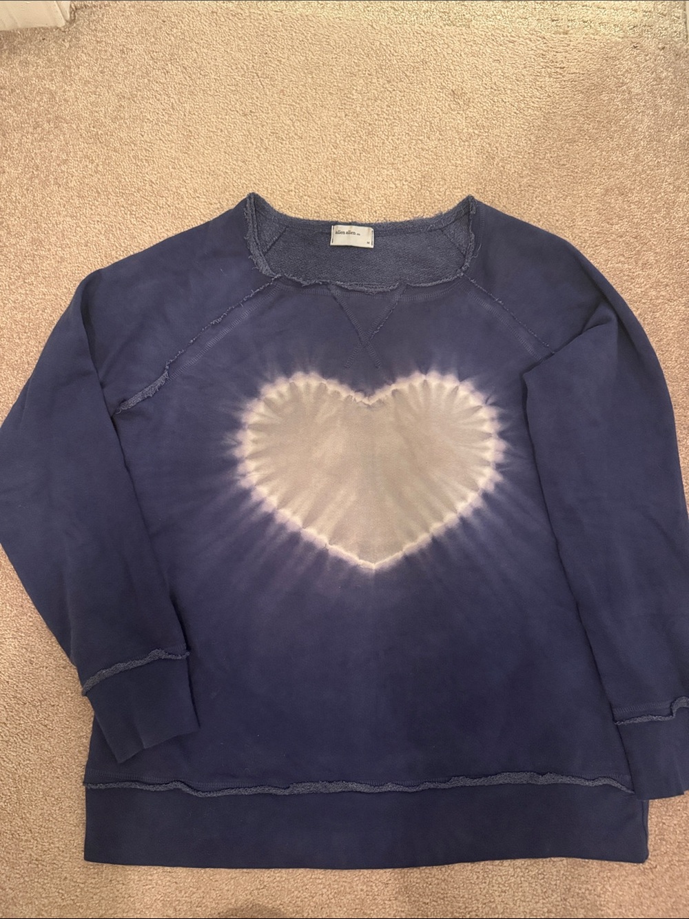Allen Allen Navy Tie-Dye Heart Crewneck Sweatshirt